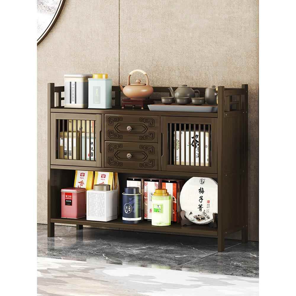 办公室茶水柜博古架置物架家用茶叶柜茶台桌边茶叶茶具收纳储物柜