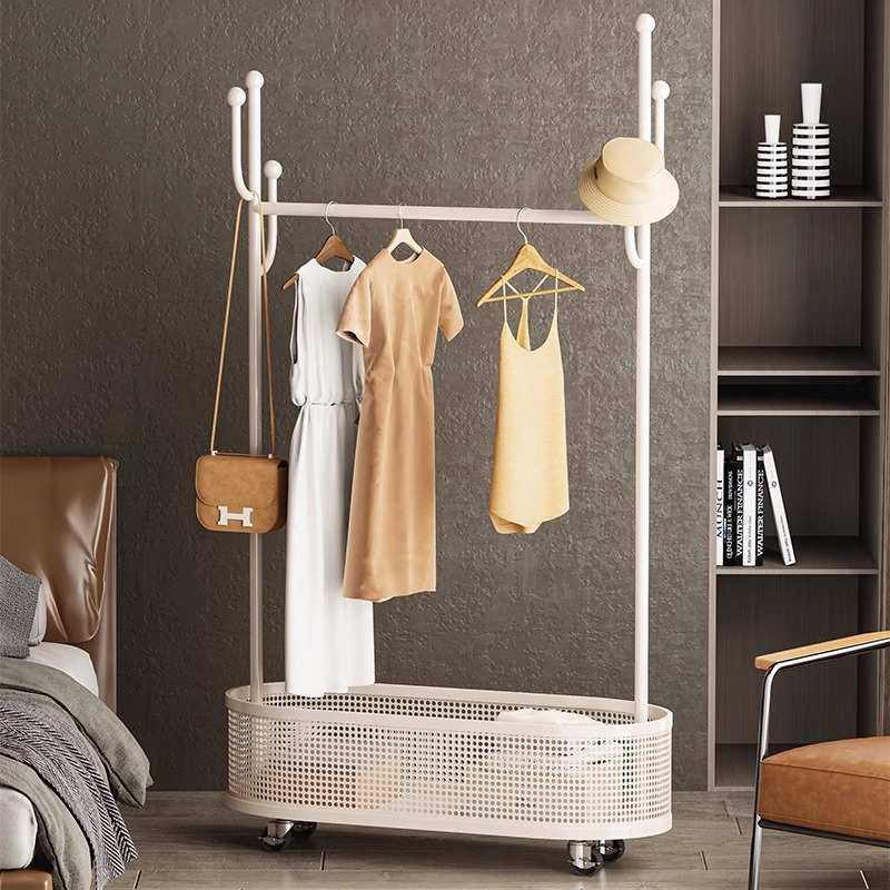 卧室轻奢衣帽架家用室内收纳阳台移动衣服架子落地简易晾衣杆