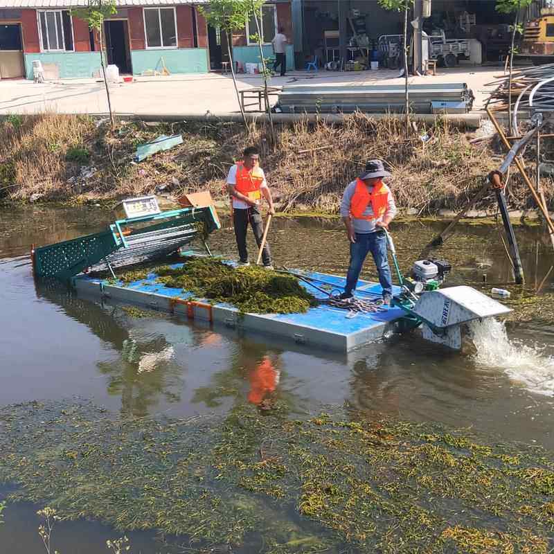 安农村乡洁镇道小型捞草船KD-100 电动平板保徽船 河泡沫割草船保