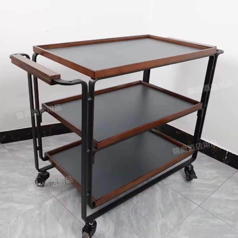 实木三层服务车酒店烤鸭手推车餐厅酒水车送餐车带轮甜品车点心车