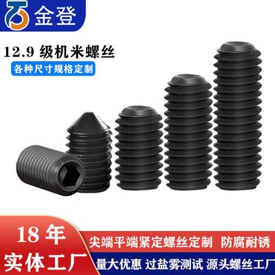供应机米螺丝 12.9级无头止付发黑平端基米螺丝定位顶丝机米螺丝