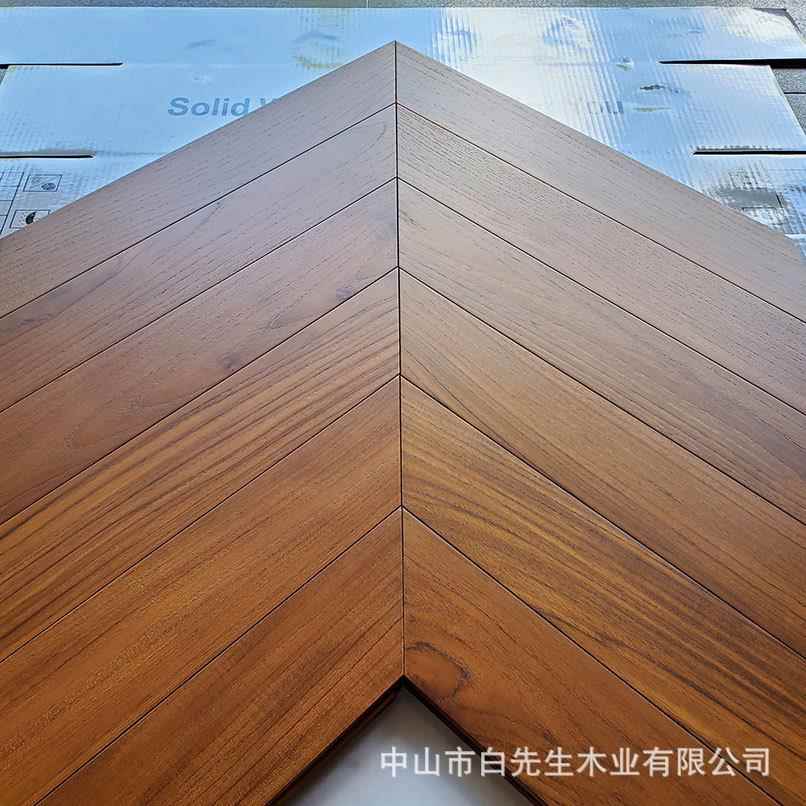 柚木地板鱼骨拼纯木实木木蜡油地板厂家1大8蜡油肤木感漆原家用卧