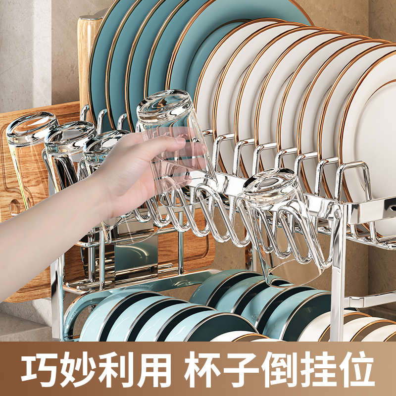 碗盘沥水架碗架不锈钢厨房置物架放碗筷碗碟篮收纳架2024新款