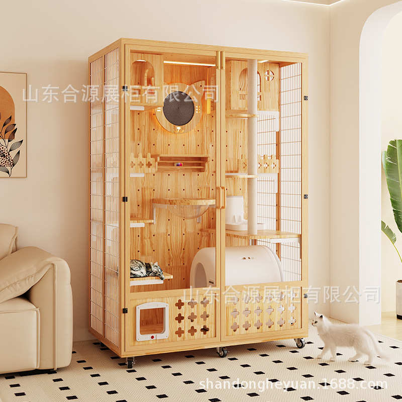 多层别墅猫屋家用豪华猫笼室内木质大号猫咪别墅房子全景猫别墅