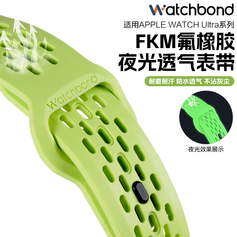 适用AppleWatchUltra氟橡胶ultra2苹果S9星光手表带iwatchs9/8/7/