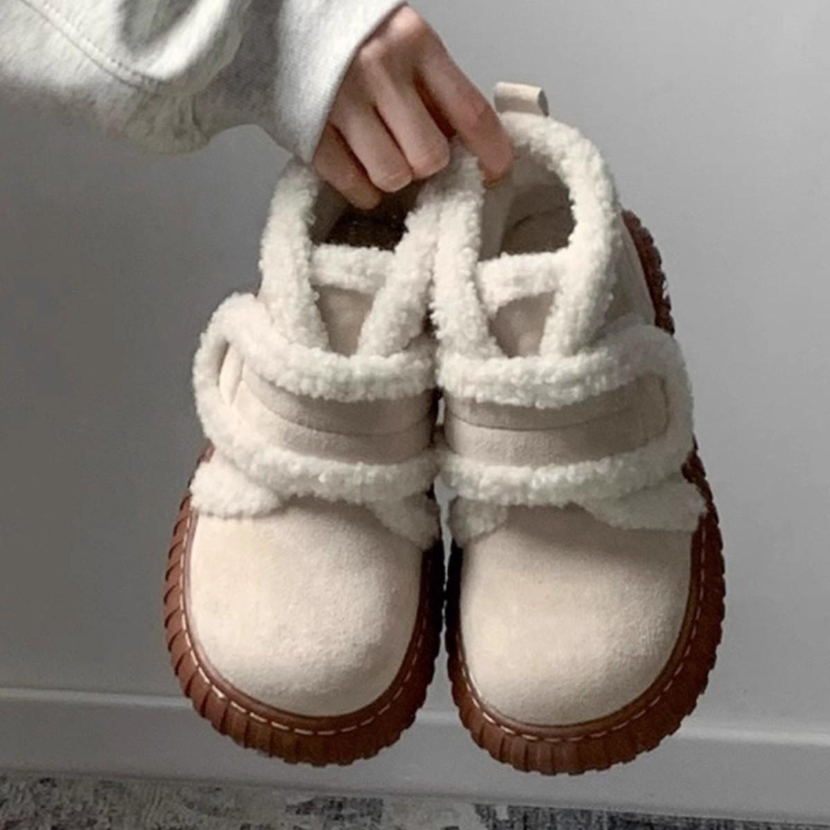 复古魔术贴加绒保暖东北雪地靴时尚百搭休闲雪地靴冬季短靴棉鞋女