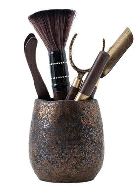 粗陶茶道六茶君子OFY实艺木茶竹勺茶筒具养壶笔整套复古功夫茶配