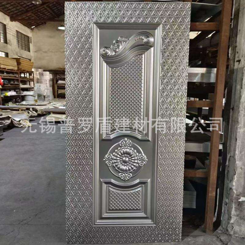 轻奢装饰防盗压花冷轧板上色子母门冷轧镀锌铸铝门板套方格门板