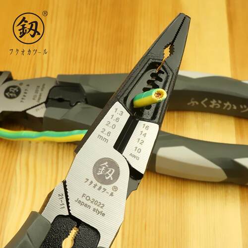 福冈工具7寸多用尖嘴钳手动尖咀钳断线压线剥线剪线夹持钳FO-2026