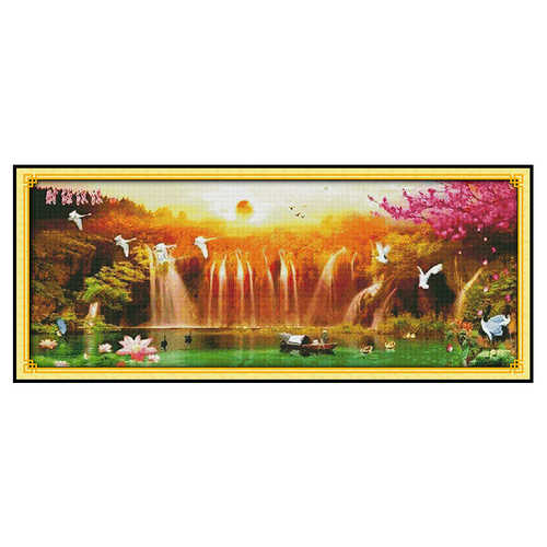 欢乐99新款十字绣 财运亨通客厅小件风景画自绣布艺DIY刺绣材料包