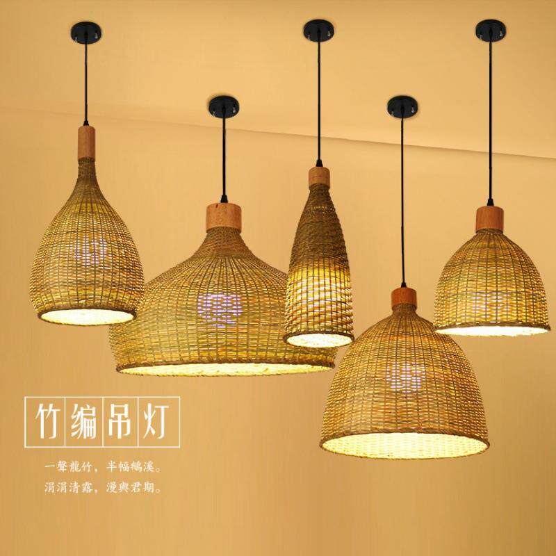 东南亚创意竹艺竹子中式田园灯具餐厅客厅客栈复古竹编个性吊灯饰