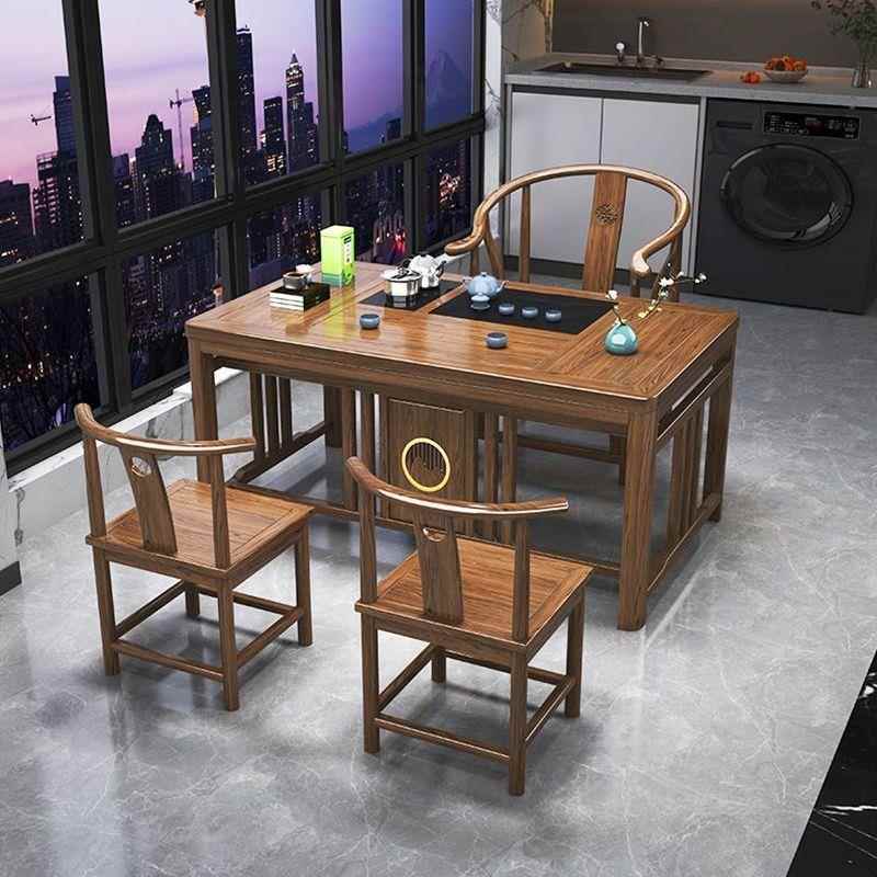 新中实木茶桌椅组公合办室式家用夫茶桌一体一整AMH套功泡茶台茶