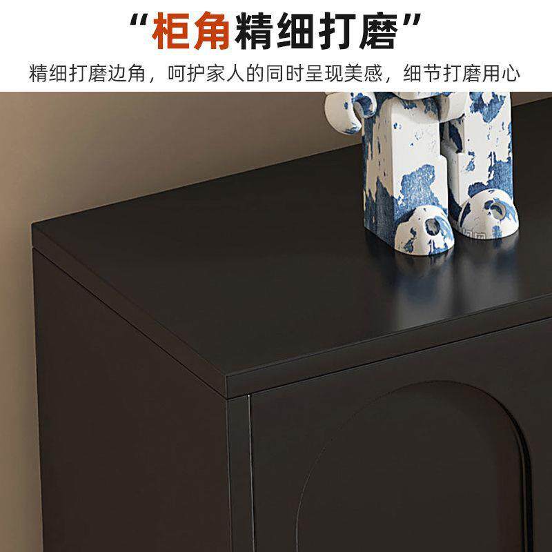 法式黑端色电FLU柜带玻璃茶几组合客厅新款小户型收视纳高储物柜