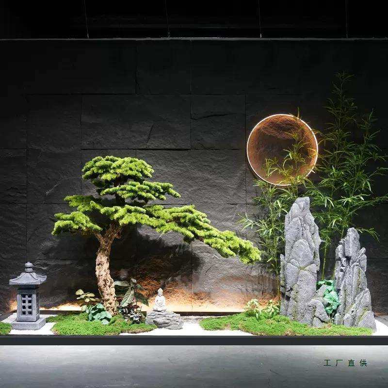 松树松美人松假式树室内装饰新中玄关客橱迎窗楼梯下落地F5M67M89