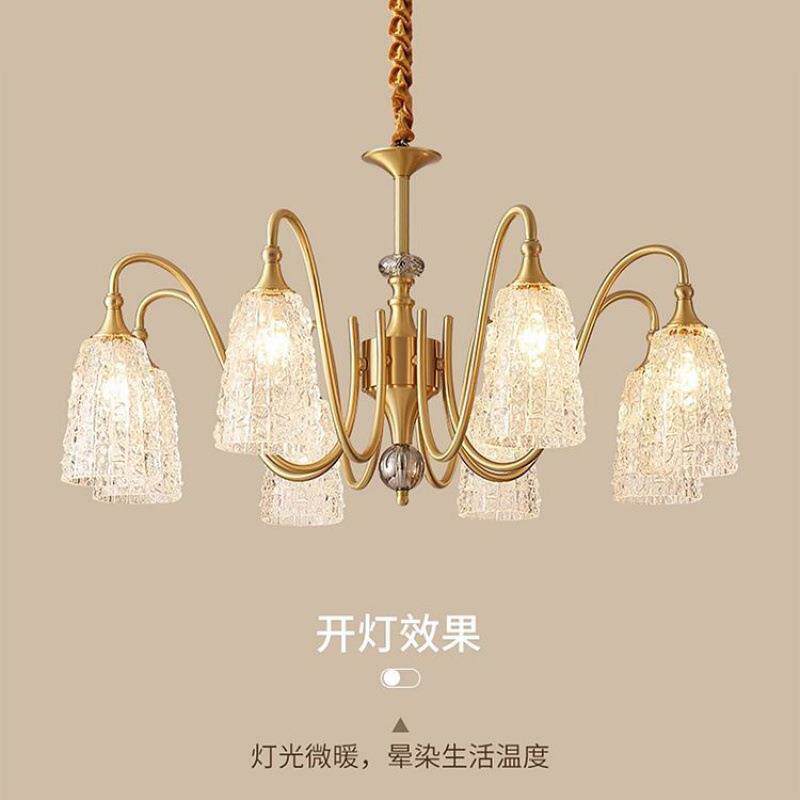 美式吊灯全铜客厅灯法式轻奢卧室餐厅灯现代复古高端大气别墅灯具