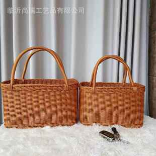 仿藤篮手手工编织菜篮花篮WIG采摘购物野餐子提篮节日随手礼伴手