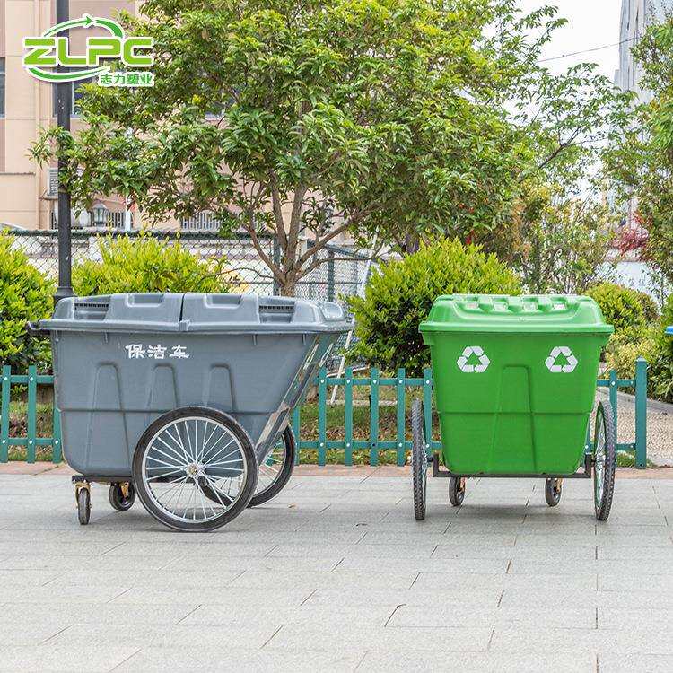垃圾车 400L大垃圾桶带盖大号环卫垃圾清运车 物业保洁车带轮手推