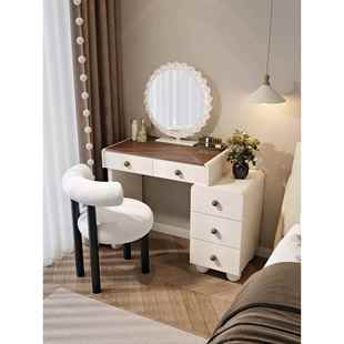 小户油型mQKR实木梳妆卧台卧室现代简约奶风主60c化妆桌2025新款