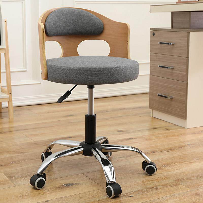 实木吧台椅子现代简约靠背椅收银柜台滑轮升降高脚凳高脚椅家用转