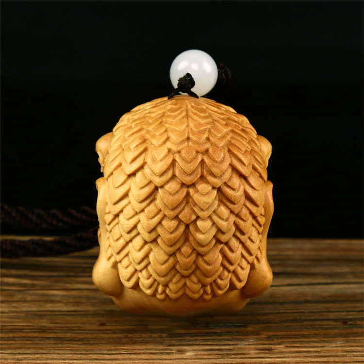 黄杨实木雕刻工艺品手把玩件佛头不动明王男士随身钥匙扣汽车挂件