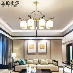吊灯卧室简约现代大气家用书房中国风餐厅LED餐厅荷花客厅 新中式