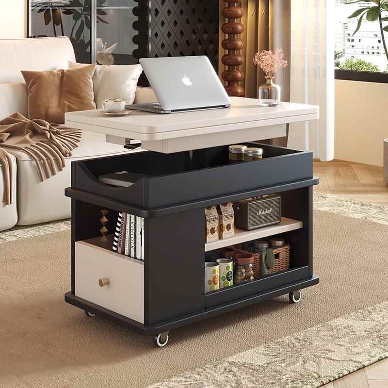 高档实烤漆折叠动升降茶几移边几小沙推车20木25新款小户型客厅发