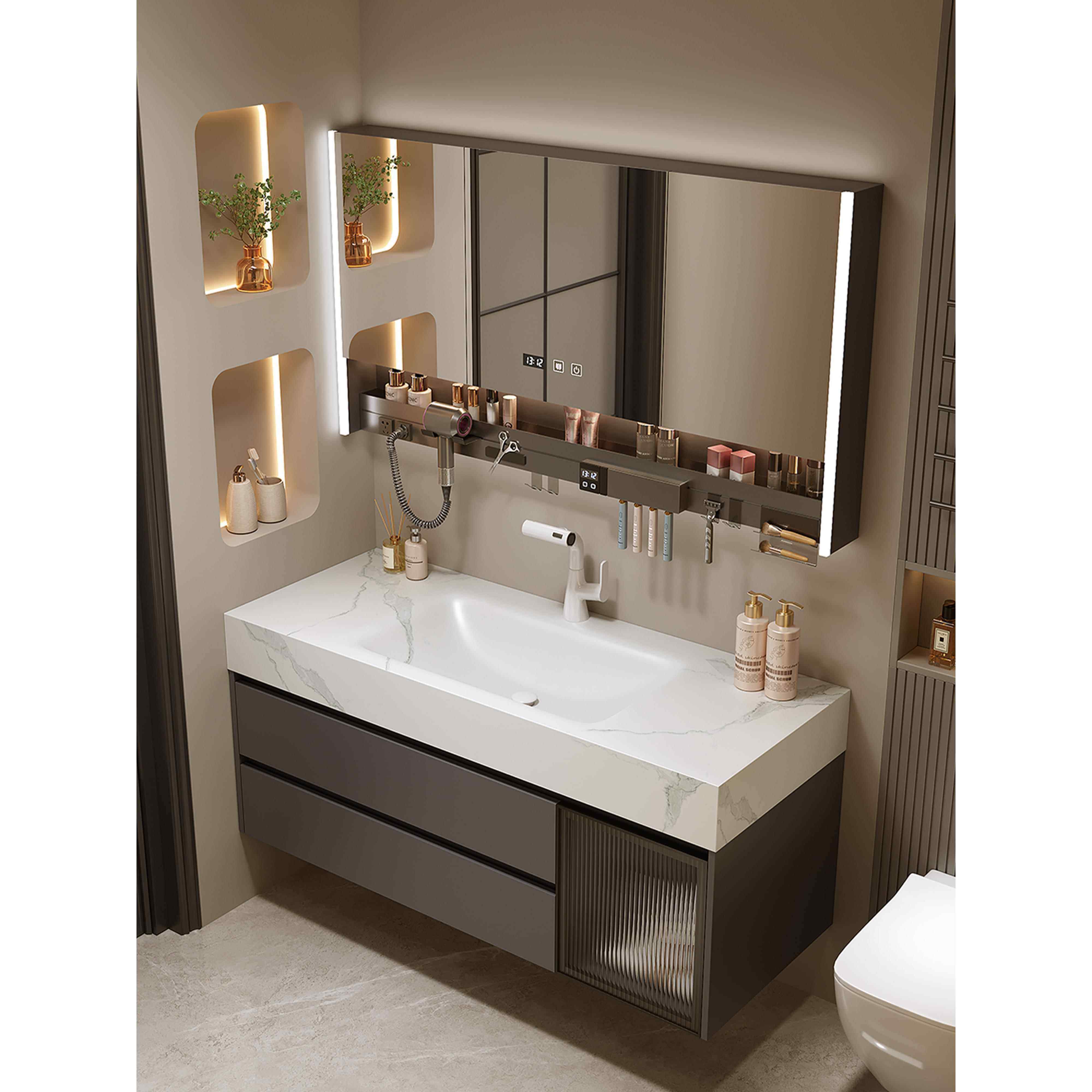 2025新款岩板热弯一体盆浴室柜组合卫生间陶瓷洗手脸池台洗衣洗漱,家装主材,浴室柜组合,淘宝优惠券,粉丝福利购,淘宝优惠卷