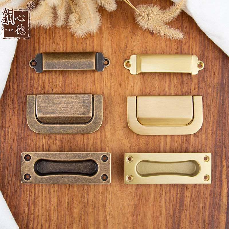 新中式金色抽屉内嵌隐形拉手衣柜门极简嵌入式榻榻米隐藏黄铜把手