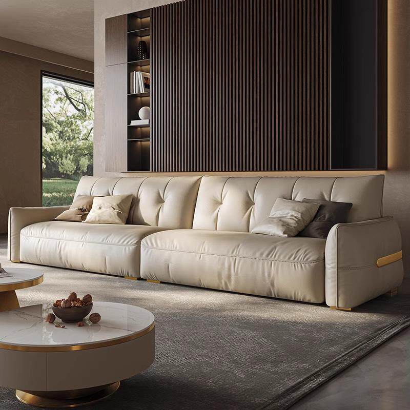 2026新款轻奢意式云朵真皮沙发现代简约实木客厅直排高端别墅沙发