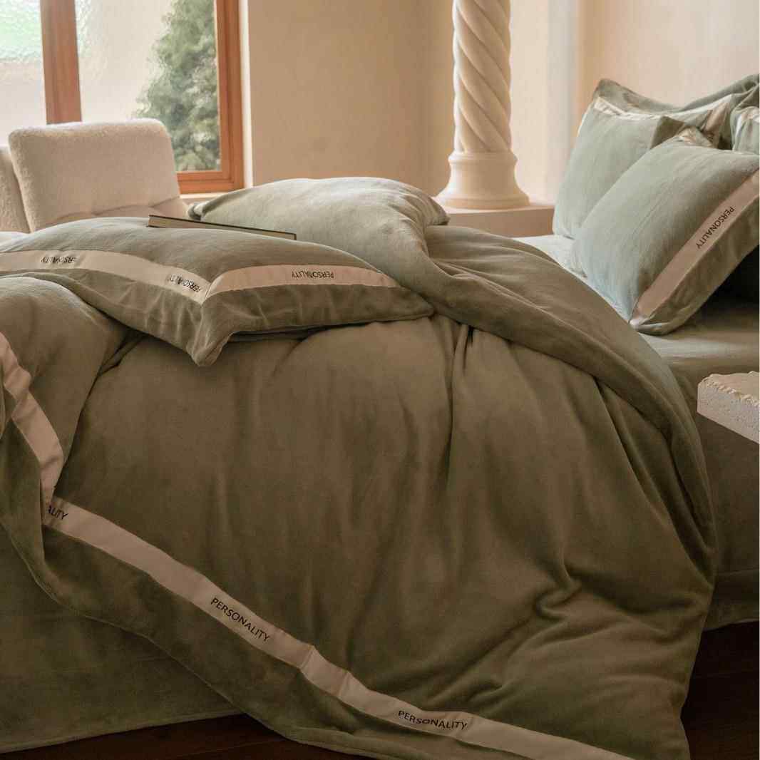 秋床冬加厚套件绒素色轻奢单绒套件上四件套SBO床款四件套