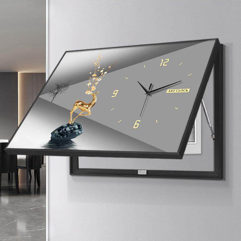 现代轻奢电表箱装饰画钟表挂钟客厅餐厅配电箱电闸盒遮挡挂画时钟