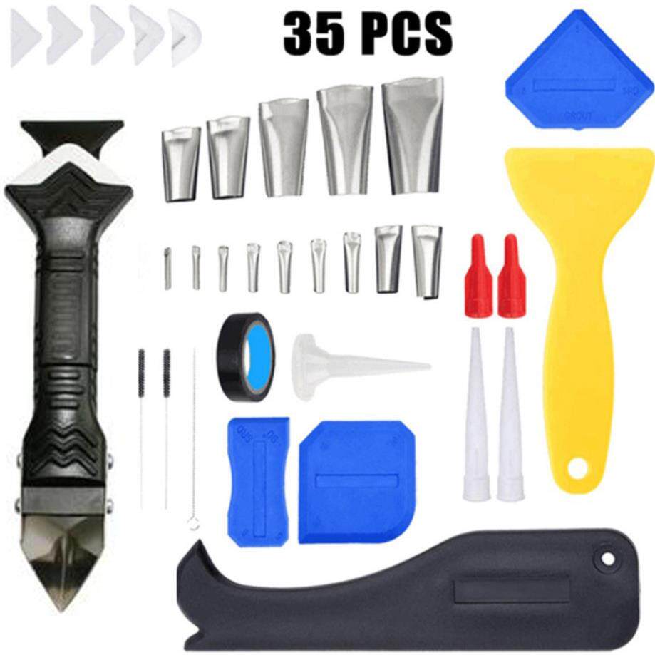 35件套不锈钢填缝喷嘴涂抹器刮板刮刀密封胶 美缝工具