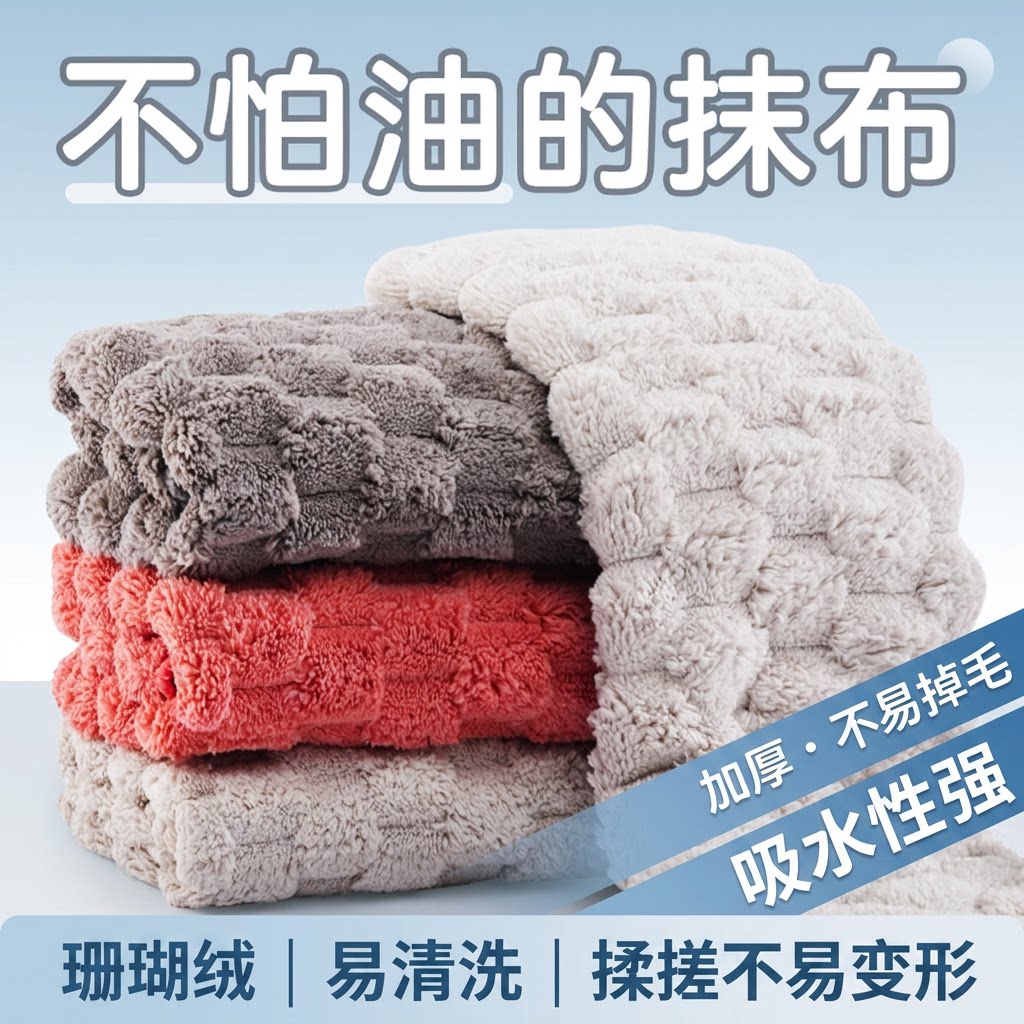 珊瑚绒抹布强吸水不易掉毛