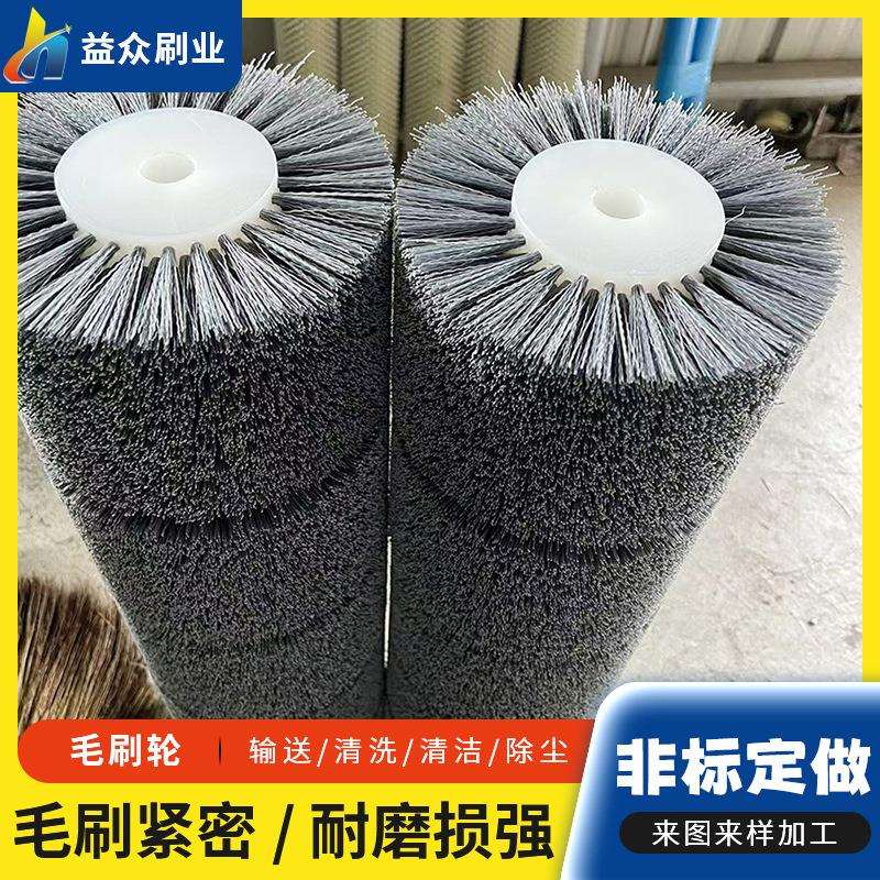 工业毛刷辊滚筒刷 小型机械刷辊 猪鬃毛刷轮 清洗除尘抛光毛刷辊