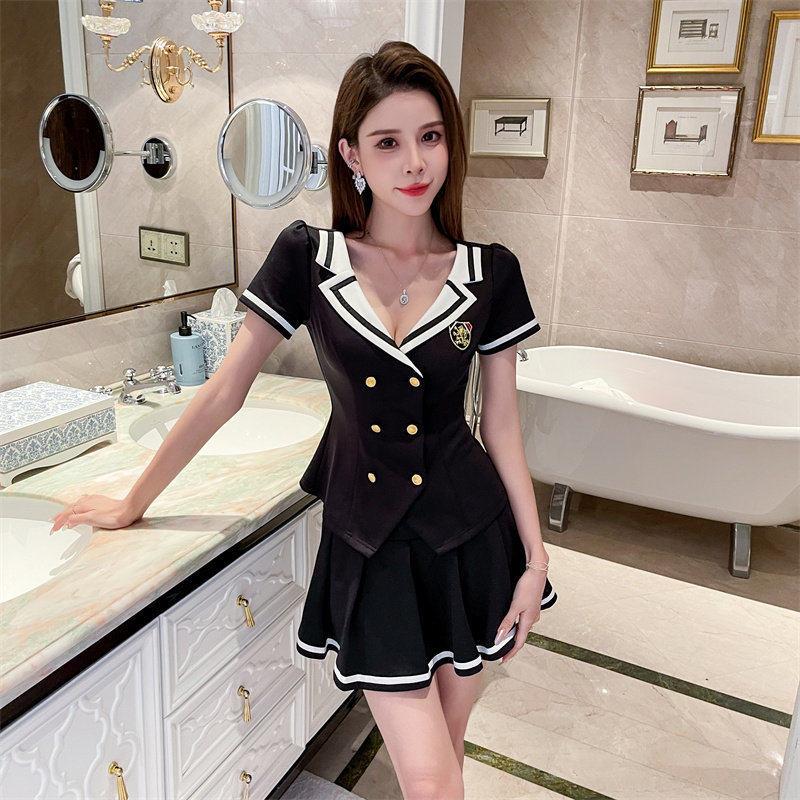技师服装足浴工作服遮肚夜场空姐制服减龄学院风上班穿的衣服