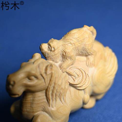 小叶黄杨木雕摆件实木雕刻工艺手工中式文玩手把件 马上封猴