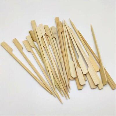100Pcs Disposable Bamboo Sticks with Handle Barbecue Tools