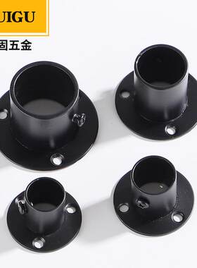 新款直销不锈钢黑色法兰座圆头座烤漆高脚圆管座毛巾杆脚座喷黑窗