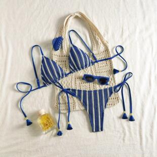 sided Material Strap Bikini Women Double Swimsuit Set