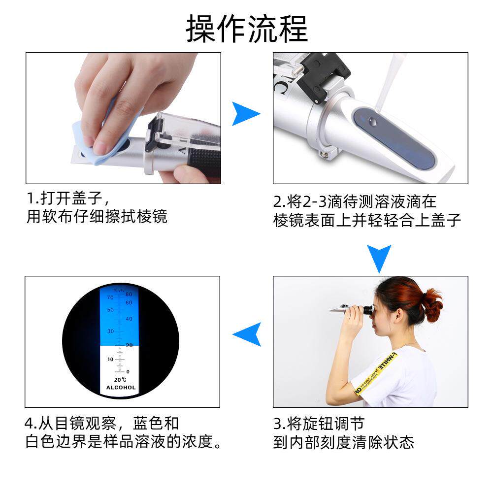 手持式折光仪酒精测试仪白酒酒精乙醇酒度计酒精浓度0-80%折射仪