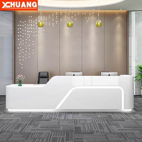 烤漆前台接待台办公桌简约现代前台收银台柜台吧台咨询引导台长形