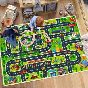 Car Play Mat for Boys and Girls Highway City Traffic-Themed