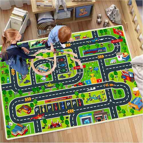 Car Play Mat for Boys and Girls Highway City Traffic-Themed