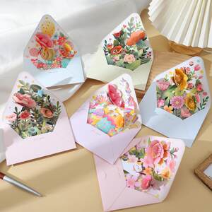教师节贺卡2026新款生日礼物精选信封立体烫金花朵惊喜感谢贺卡万