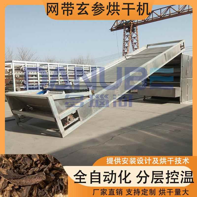 大型元参干燥机全自动乌元参黑参浙玄参烘干设备网带玄参烘干机