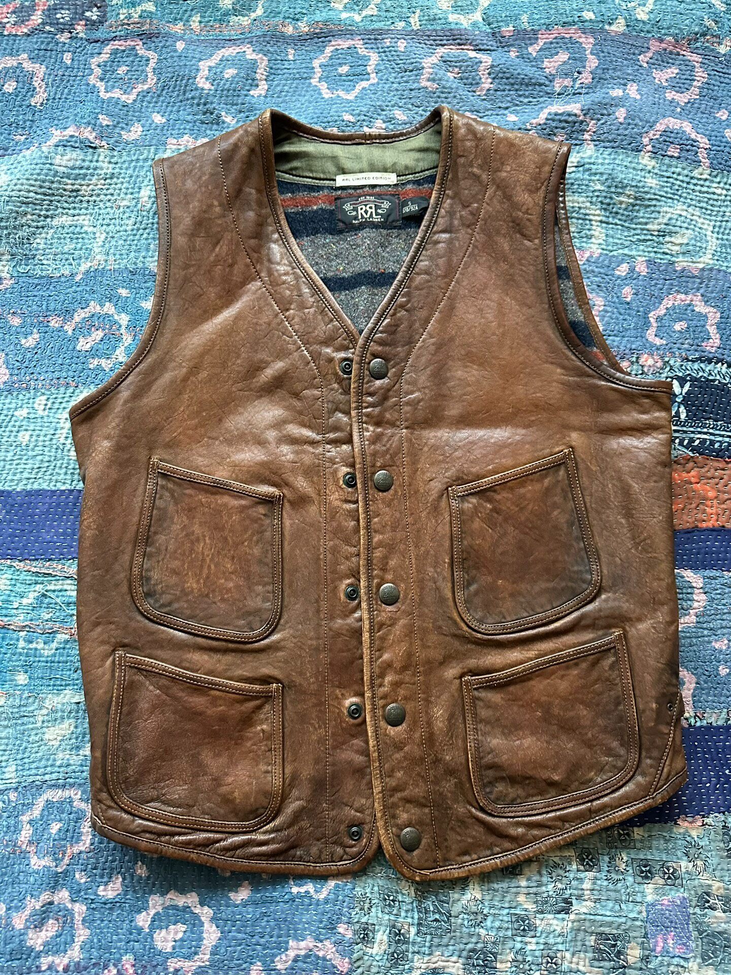 RRL Limited Brown Leather Vest