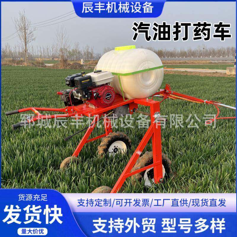 家用小型打药车手扶式自动打药机四轮汽油喷药机小麦玉米推车式