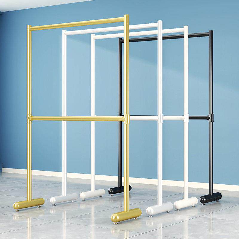 服装店展示架双杆落地式挂衣架简易升降晾衣架双层加厚陈列架货架