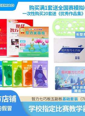 现代智力七巧板拼图长方形美画板五副套装7053五副套装