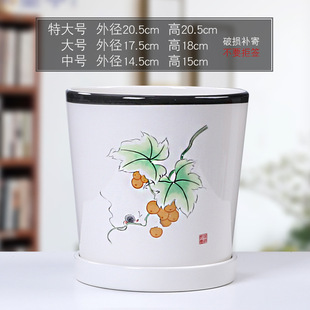 国风新款蝴蝶兰陶瓷花盆绿竹桌面阳台种植花卉鲜花盆栽大号盆